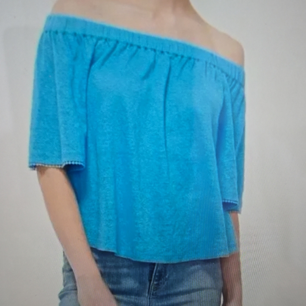 Chico's Vibrant Blue Off-Shoulder Blouse